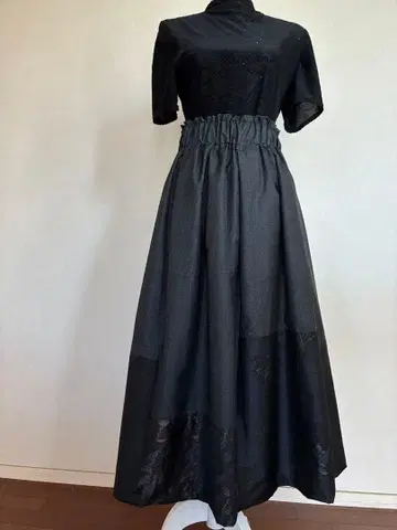 오시마 명주 롱 개더 스커트