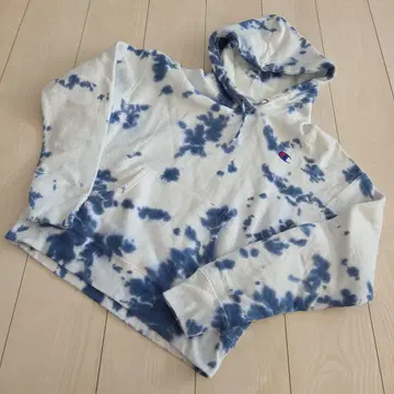 Champion Reverseweave 후드티 다이 다이 짧은 기장