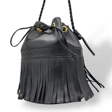 컨디션 최상 J&MDAVIDSON 숄더백 블랙 가죽 프린지