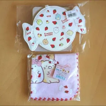 스미코구라시 사쿠마 딸기 밀크 캔디 2세트 패스 케이스 손수건