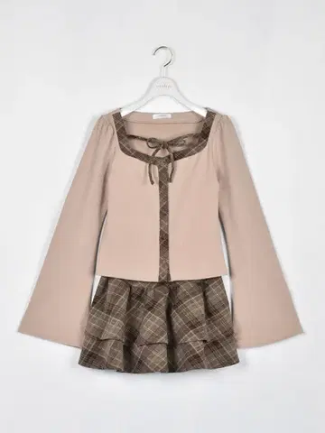 evelyn 체크 컷 셋업 핑크 브라운