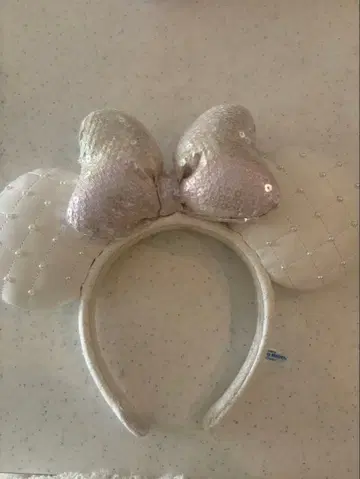 미니 귀 머리띠 화이트 핑크