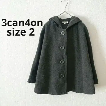 산칸시온 판초풍 코트 사이즈 2 그레이 후드 부착 체형 커버