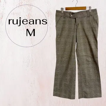 rujeans 체크 슬랙스 팬츠 M 사이즈 플레어 실루엣
