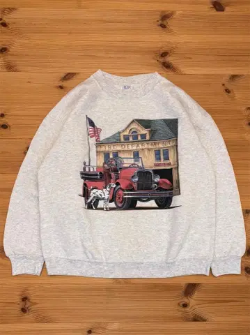 90's 'Fire Department' 프린트 스웨트 L