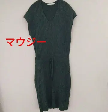 MOUSSY 다크 그린 니트 원피스 안감 있음 프리 사이즈