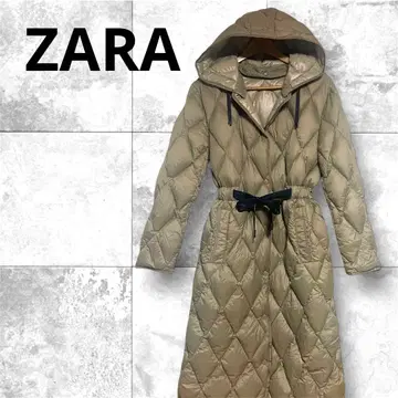 [새상품급] ZARA 자라 퀼팅 다운 코트 롱 기장 베이지 S