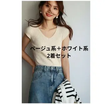 SAISON DE PAPILLON 반팔 니트탑 2벌