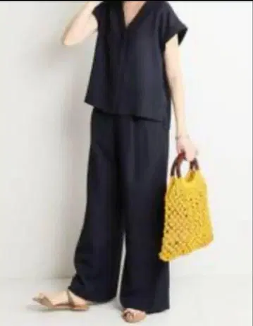 SLOBE IENA 린넨라이크 블라우스 x 팬츠 셋업