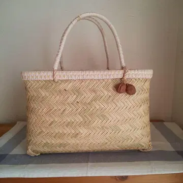 이와테현 토리코에 대나무 세공 시장 바스켓 쇼핑 바스켓 장식 테두리