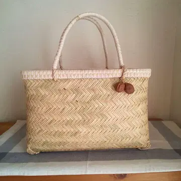 이와테현 토리코에 대나무 세공 시장 바스켓 쇼핑 바스켓 장식 테두리