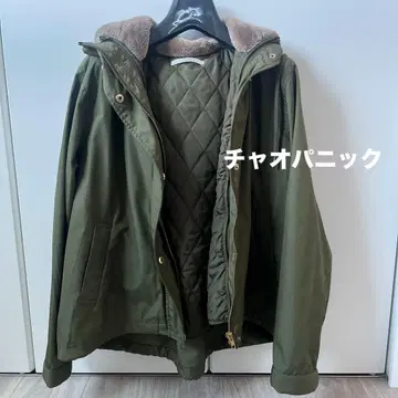 차오패닉 보아 후드 부착 올리브 자켓