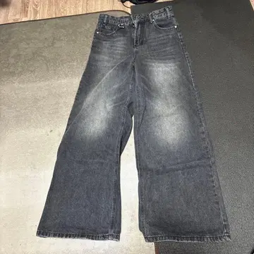 다크 그레이 와이드 레그 데님 L34/W34