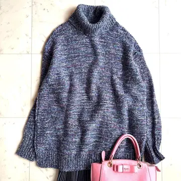 새상품급 띠어리 럭스 믹스얀 니트 스웨터 38 멀티 컬러 네이비 계열