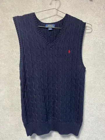 POLO 네이비 케이블 니트 베스트