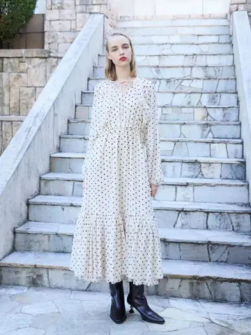 EIMY ISTOIRE 도트 개더 프릴 원피스
