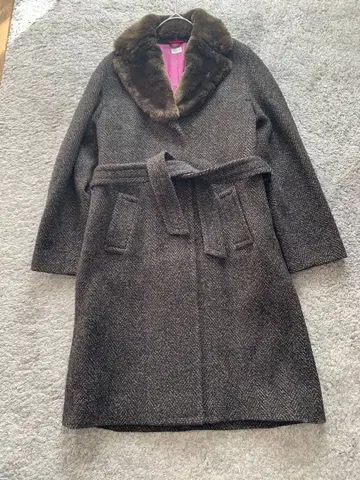 폴스미스 퍼 옷깃 헤링본 울 롱 코트 40