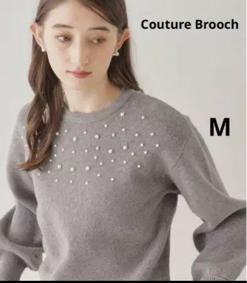 쿠튀르 브로치 펄 장식 니트