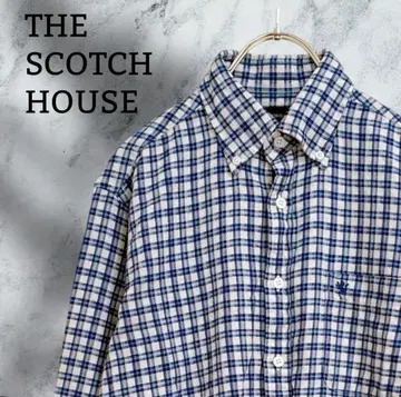 [더 스카치 하우스] 셔츠 긴팔 [M] 블루 체크 버튼 다운 코튼