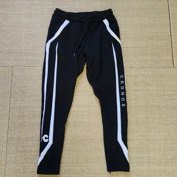 CRONOS 블랙 조거 팬츠 사이드 스트라이프