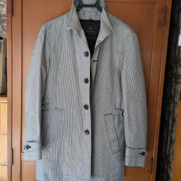 Mens Big 체크 무늬 스텐카라 코트