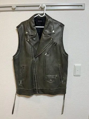 메종 스페셜 가죽 라이더스 베스트