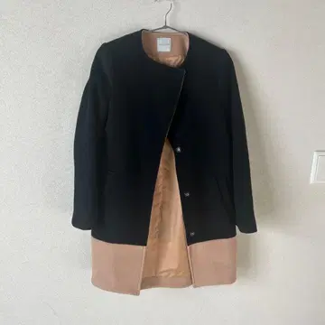 OPAQUE.CLIP 블랙 베이지 롱 코트