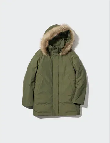 유니클로 하이브리드 다운 코트 올리브 3회 착용, 3회 자택 세탁