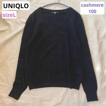 유니클로 V넥 캐시미어 니트 블랙 사이즈 L