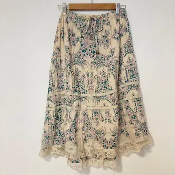 꽃무늬 플레어 스커트 [ M ] 안감 롱 기장 허리밴딩 캐주얼