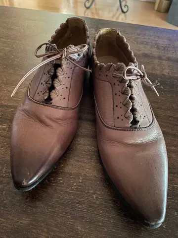 Hitte study 레이스업 슈즈 레이스풍 가죽 브라운 그라데이션