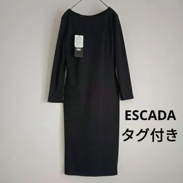ESCADA 미사용품 I라인 원피스 드레스 블랙 꽃 무늬