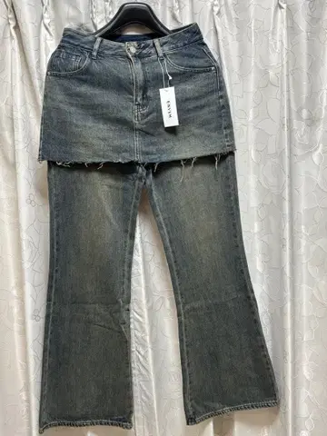 ENVYM 다크 데님 스커트 팬츠 콤비네이션