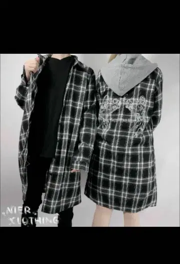 NieR 롱 체크 셔츠