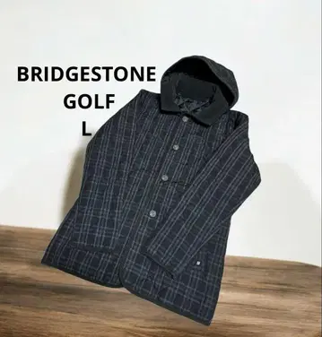 브릿지스톤 골프 퀼팅 코트 자켓 체크 L 후드 탈부착 가능