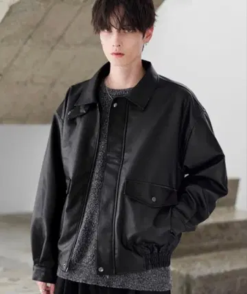 ASTRONOMY PU 인조 가죽 A-2 숏 블루종