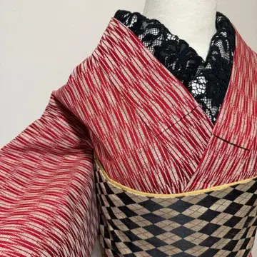 기모노 야가스리 빨간색 다이쇼 로망 히토에