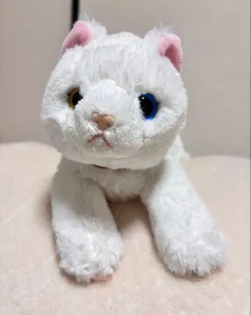 선레몬 화이트 고양이 오드아이 빅 흐물흐물 봉제 인형