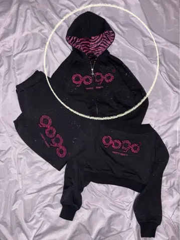 9090girl OG 로고 글리터 집 후디 M 사이즈