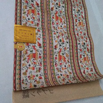 순수 실크 고블랑 직조 후쿠로 나고야 오비 옷감 (사슴 패턴)