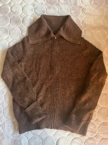 TSUMORI CHISATO 알파카 100% 니트 집업 브라운