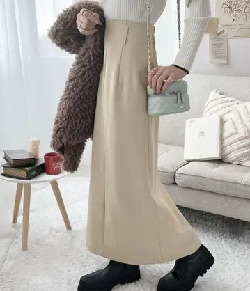 하이웨스트 백 슬릿 롱 스커트