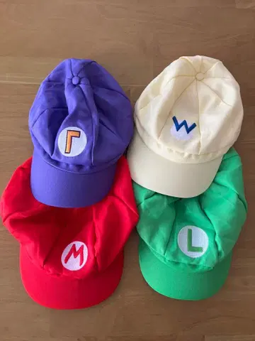 마리오 루이지 와루이지 와리오풍 모자 4개 세트