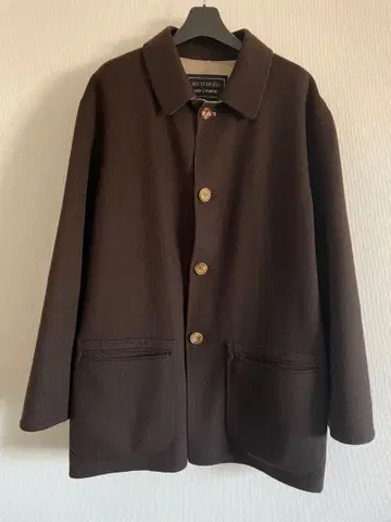 브라운 캐시미어 울 코트 버튼 포함