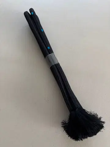 와타케시 블랙 x 블루 롱사이즈 순수 실크 허리띠 새상품급