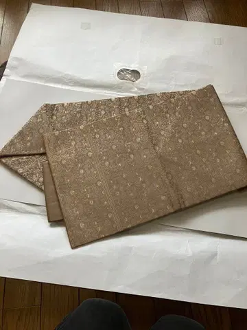 나고야 오비 베이지 금실 무늬