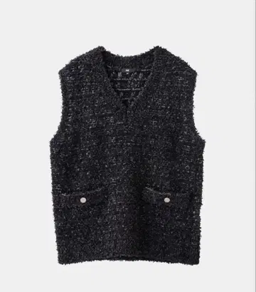 PLST 플라스테 니트 트위드 V넥 베스트