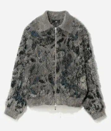 [ 미사용 새상품 ] MIX얀 플라워 니트 블루종 HARE 니트 그레이