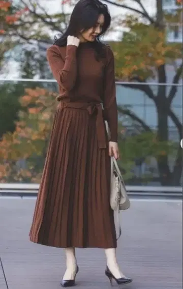 BEAMS HEART 니트 플리츠 스커트 셋업