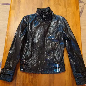 블랙 가죽 라이더 자켓